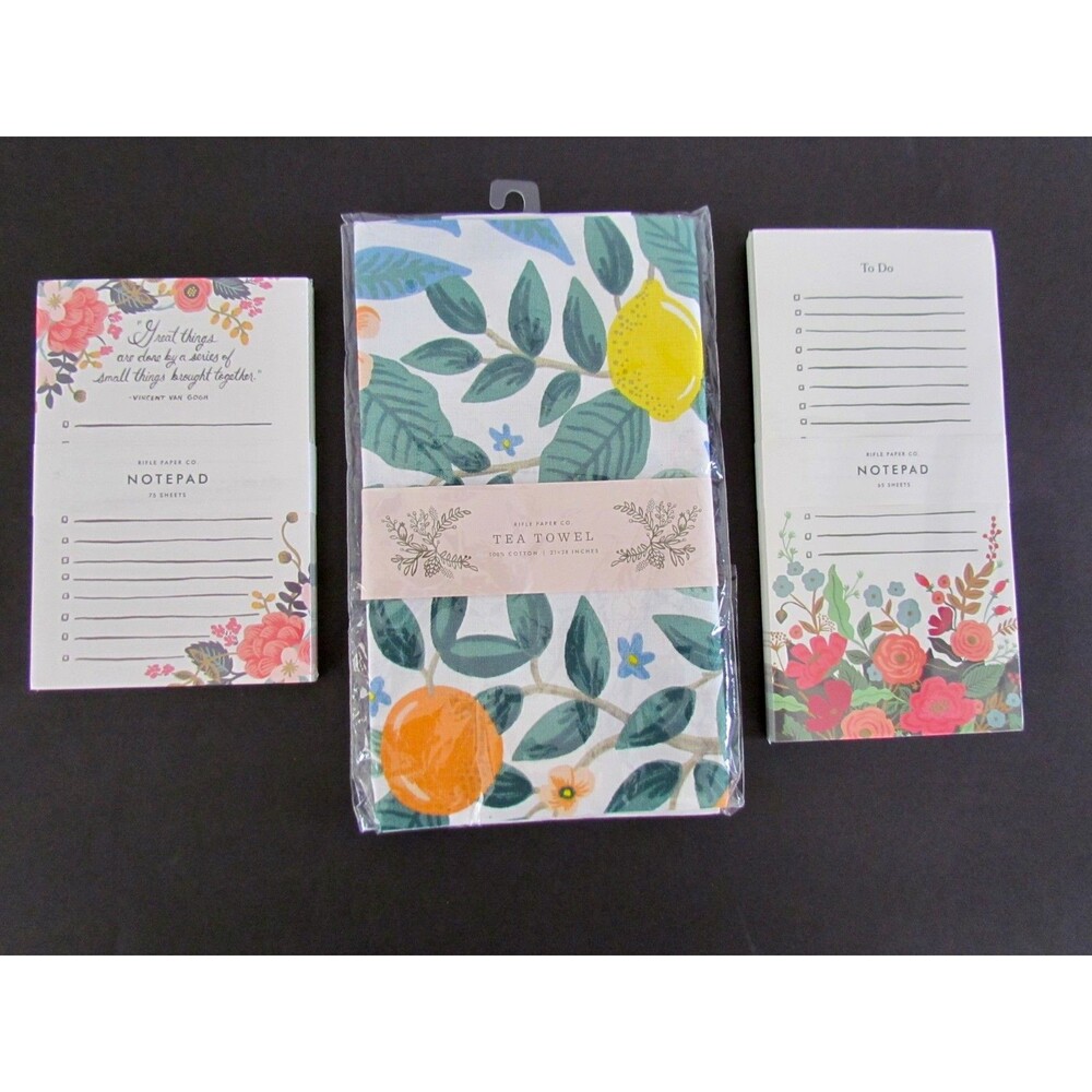 New Rifle Paper Co Citrus Grove Tea Towel + 2 BONUS Rifle Paper Co Notepads